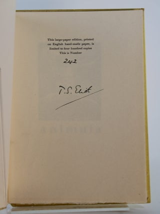 Item #158 Animula. T. S ELIOT