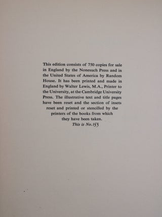 THE NONESUCH CENTURY. An Appraisal, a Personal Note and a Bibliography of the first Hundred books issued By the Press 1923-1934.