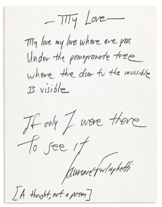 Item #222 "A THOUGHT, NOT A POEM". LAWRENCE FERLINGHETTI