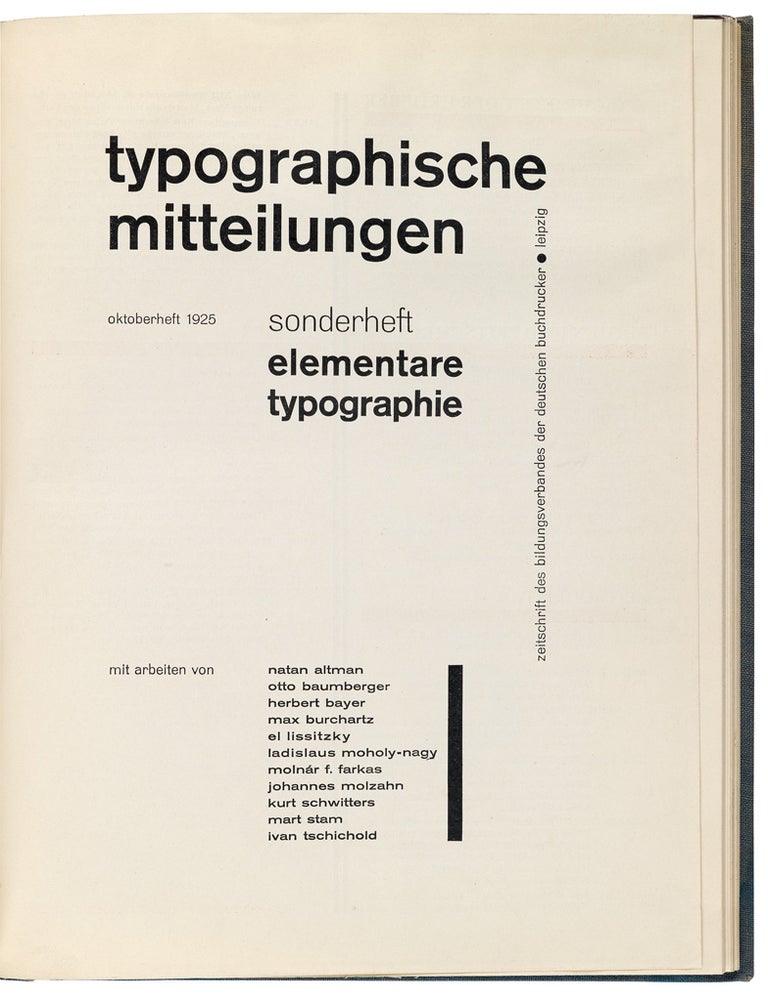 Item #48 Typographische Mitteilungen. Zeitschrift des Bildungsverbandes der deutschen Buchdrucker. JAN TSCHICHOLD.